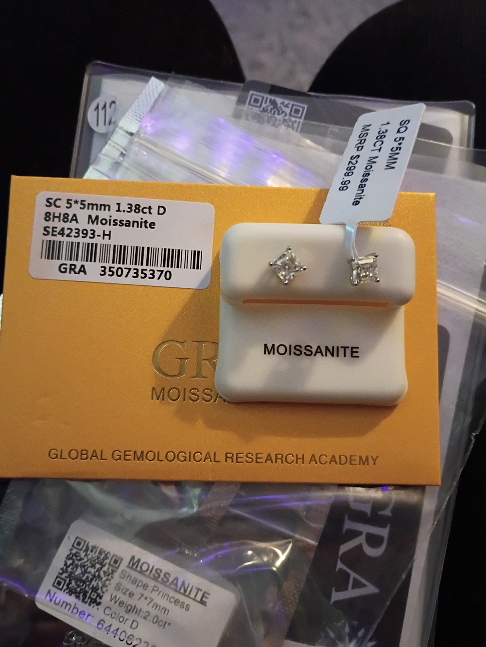Nordstrom Moissanite Princess Stud Earrings - White